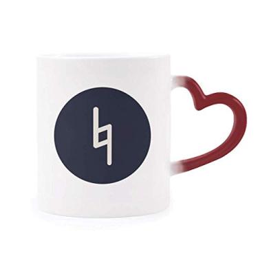 Imagem de Caneca de grés preta sensível ao calor branca com assinatura e cor vermelha