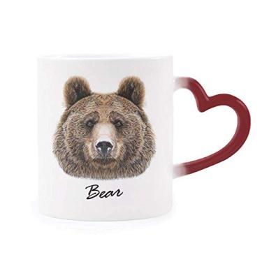 Imagem de Caneca gigante de urso marrom selvagem sensível ao calor Caneca vermelha que muda de cor