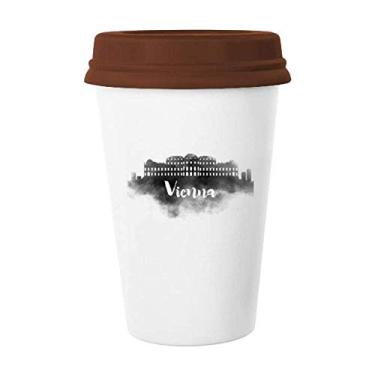 Imagem de Caneca de cerâmica de Viena, Áustria, com tinta de marco de cidade, caneca de café de vidro bebendo cerâmica