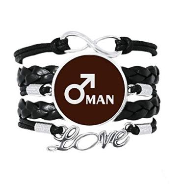 Imagem de OFFbb-USA Pulseira masculina Happy Science Power Art Deco Presente Fashion Pulseira Love Acessório de couro torcido para presente