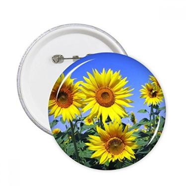 Imagem de Sunshine Flowers Girassóis Azul Céu Redondo Broches Emblema Decoração de Roupas Presente 5 peças