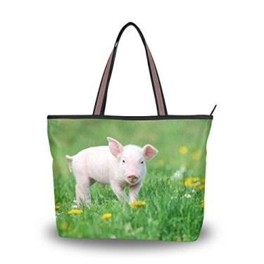 Imagem de Bolsa de ombro My Daily Women divertida Pig Spring Green Grass, Multi, Large