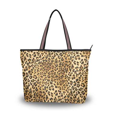 Imagem de My Daily Fashion Bolsa de ombro feminina estampa de leopardo grande, Multicoloured, Large