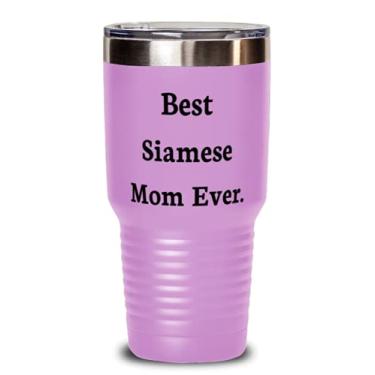 Imagem de Gato siamês para amantes de gatos, melhor mãe siamesa de todos os tempos, gato siamês mordaça 850 g, copo de aço inoxidável de amigos