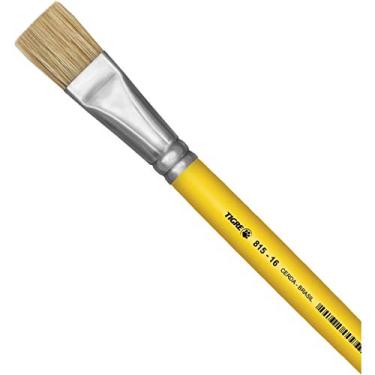 Imagem de Pincel Artesanal Chato 815 N.16 Amarelo - Pacote com 12, Pinceis Tigre, 81516, Multicor