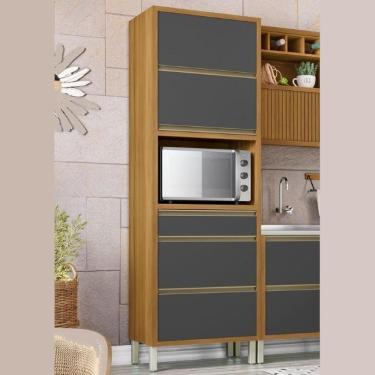 Imagem de Torre Quente Baronesa MDF Com 2 Portas Marrom Freijó Cinza Grafite