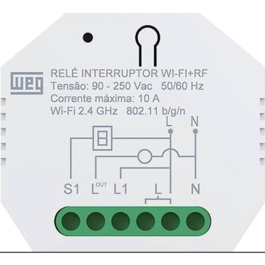 Imagem de Rele Interruptor 1 Canal Bivolt WI-FI + RF SMART WEG Home.
