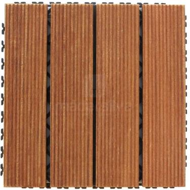 Imagem de Deck em Placa Madeira com Base Plástica Friso Antiderrapante 30cmx30cm MaderSilva Marrom