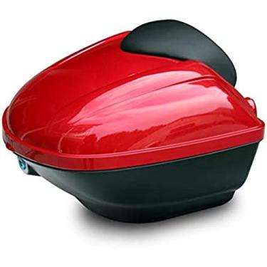 Imagem de Bagagem universal do porta-malas do scooter da caixa superior do capacete da motocicleta com encosto engrossado-forte e resistente a quedas, vermelho, 38x42x34cm