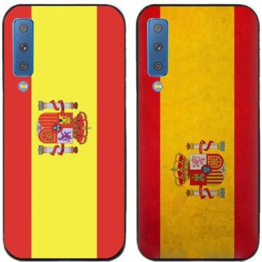 Imagem de 2 peças retrô bandeira da Espanha impressa TPU gel silicone capa de telefone traseira para Samsung Galaxy (Galaxy A7 2018)
