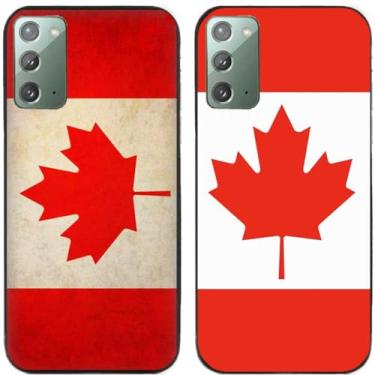 Imagem de 2 peças retrô bandeira do Canadá impressa TPU gel silicone capa de telefone traseira para Samsung Galaxy (Galaxy Note 20)