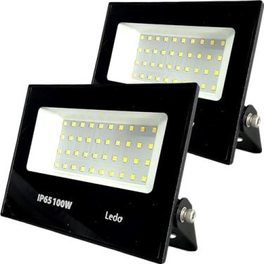 Imagem de Kit 2 Refletor Projetor Holofote Led 100W Ledo 6000K Branco Frio IP65