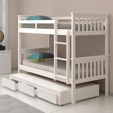 Imagem de Treliche De Madeira Solteiro com 3 Gavetas de Exclusivo Woodstore (Branco)