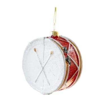 Imagem de Milageto Pingente de Natal, enfeite de árvore de Natal, lembrancinha de festa, presente decorativo, decoração de Natal, enfeite pendurado para quarto, sala de, Tambor Vermelho E Branco, 7.5x8.5 Cm