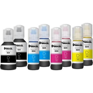 Imagem de Kit 08 Tintas T504 Compatível para Epson Ecotank - Bulk Ink Do Brasil