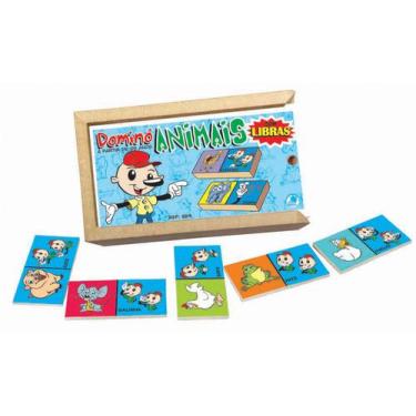 Imagem de Jogo de Dominó Infantil Animais com Libras - Simque