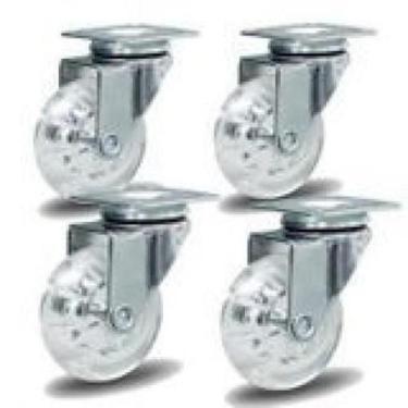 Imagem de Rodizio Cromado Para Carrinhos E Móveis Roda Gel Kit 4 Unids - Movifac