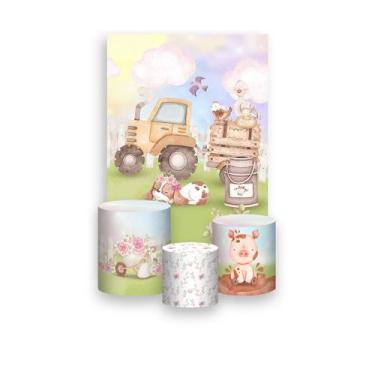 Imagem de Painel De Festa Vertical 1,50 x 2,20 + Trio De Capas Cilindro - Fazend