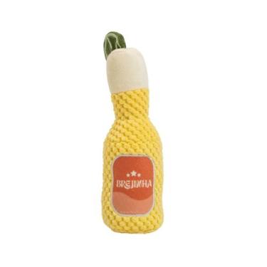 Imagem de brinquedo pelúcia cerveja para cães com som - oikos animal, U, AMARELO