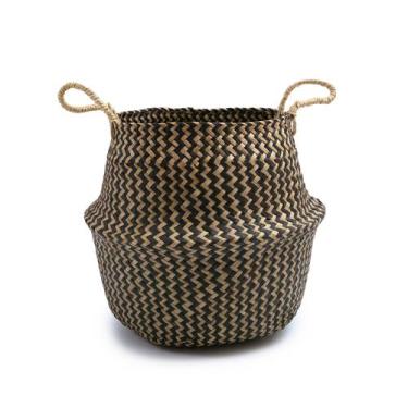 Imagem de Cesto de seagrass marrom 37cm com alças - Oikos, U, MARROM