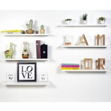 Imagem de Kit 6 Prateleiras MDF 30cm Nichos Cozinha Sala Quarto Banheiro 30cm x 