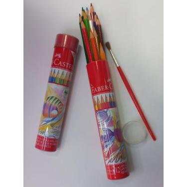 Imagem de Lápis de cor 12 cores aquareláveis com pincel Lata Faber Castell