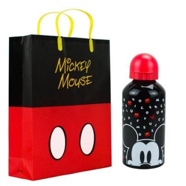 Imagem de Kit Presente Sacola Garrafa Alumínio Mickey 500ml Disney