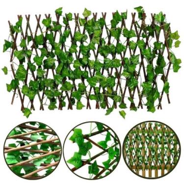 Imagem de 3 Treliça Decorativa c/ Folha de Hera Artificial Muro Inglês - Melhore