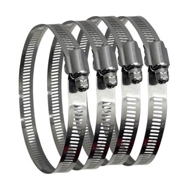 Imagem de Braçadeiras de duto de ar de aço inoxidável, braçadeiras de mangueira ajustáveis com acionamento sem-fim para canalização, aquecimento, resfriamento, exaustão e ventilação, 40 cm (pacote com 4)