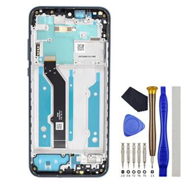 Imagem de Substituição de montagem de tela sensível ao toque de digitalizador LCD completo para Motorola Moto E (2020) XT2052DL com moldura de tela e kit de ferramentas azul meia-noite 6,2 polegadas