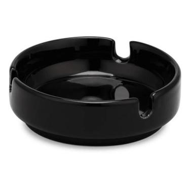 Imagem de Kit 2 Cinzeiro Preto Porcelana Cinzeiros Redondo Liso Hotel - PORCELAN