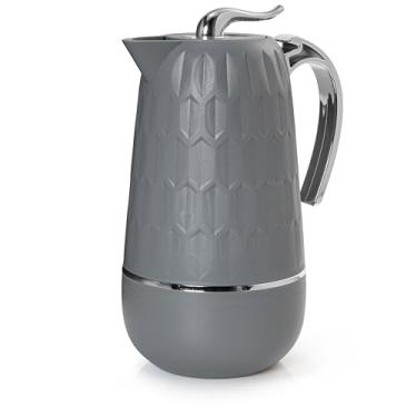 Imagem de TERMOPRO Garrafa Termica Pomezia 1L Cinza Mantem Bebidas Quentes por 6 Horas e Frias por 12 horas Ampola de Vidro Tampa Rosqueável Ideal para Café, Chá, Sucos e Uso Diário