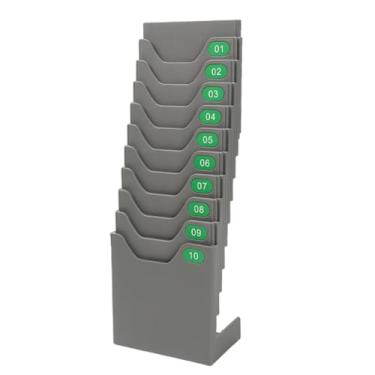 Imagem de oshhni Porta-cartão de ponto expansível com 10 compartimentos de bolso para registro de frequência e suporte para planilha de ponto para escritório de