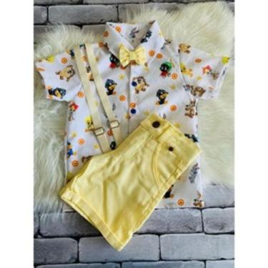 Imagem de Conjunto Menina Infantil Luxo Temático Looney Tunes Baby + Bermuda Ama