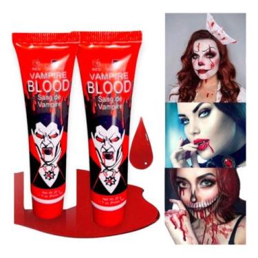 Imagem de Kit 2 Sangue Artificial Falso Halloween Maquiagem Zumbi Make - DONMIX