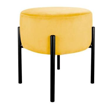 Imagem de Puff Redondo Suede Base Metal Preto-Belliv Decor, Amarelo