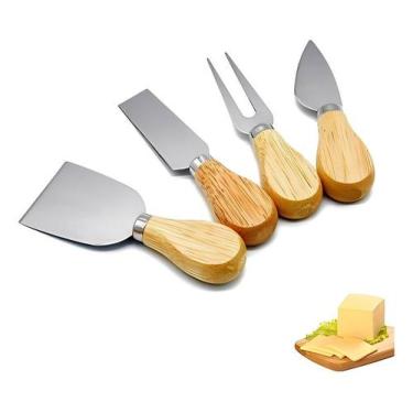 Imagem de Conjunto Espátulas Cortador Queijo Kit Facas 4 Pçs - ZEM