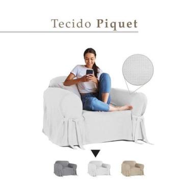 Imagem de Capa Protetora para Poltrona de 1 lugar em Piquet Resistente Sofá Eleg