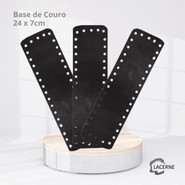 Imagem de KIT 3 Fundo de Bolsa em Couro para Crochê Tamanho 24x7cm (PRETO) - Lac