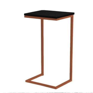 Imagem de Aparador Médio Base Bronze 70cm x 32cm - Trendy, Corino Preto