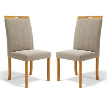 Imagem de Kit Com 2 Cadeiras Aurora Madeira Maciça Estofadas Para Mesa De Jantar