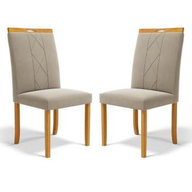 Imagem de Kit Com 2 Cadeiras Ana Madeira Maciça Estofadas Para Mesa De Jantar - 