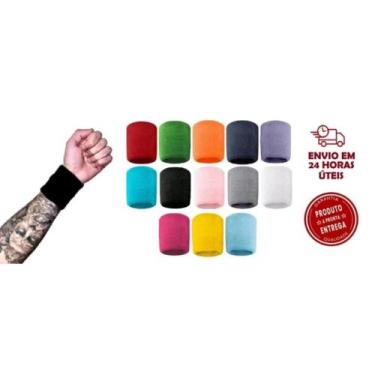 Imagem de Kit de Munhequeira Toalha Pulso Cores Algodão Unissex - Loppas, Branco