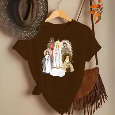Imagem de Camiseta Feminina Country Cristã Religiosa Santinhas 100% Algodão - No