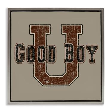 Imagem de Stupell Industries Good Boy U Vintage Framed Floater Canvas Wall Art Design por Spirit Animals/Life Is High, Moldura Flutuante Cinza, 45,7 x 45,7 cm