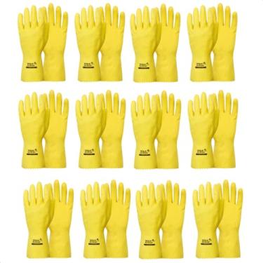 Imagem de Kit 12 Luva Latéx Antiderrapante Verniz Silver Antialérgica Limpeza Slim (EG)