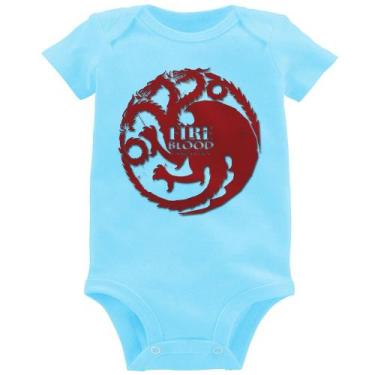 Imagem de Body Bebê Fire and Blood Targaryen - Foca na Moda, Azul bebê, M