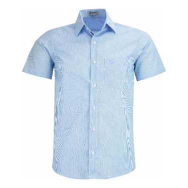 Imagem de Camisa Social Amil Masculina Manga Curta Listrada 1840, Azul bebê, 3