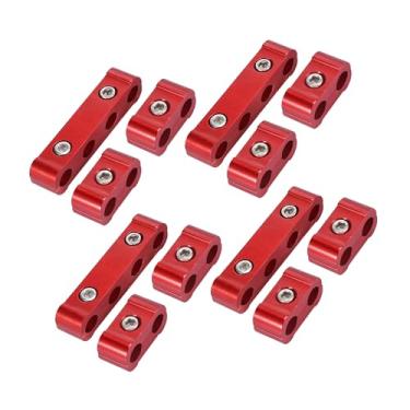 Imagem de REPAIROCK 4 conjuntos de 8 mm separador de fios de vela de ignição do motor do carro teares divisor organizador braçadeira liga de alumínio vermelho peças de reposição automotiva