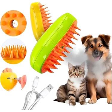 Imagem de Escova Vapor Tira Pelo Pet Recarregável Com Vaporizador 3 em 1, Pente Rasqueadeira Remoção e Higienização de Pelos Cães e Gatos - Q-SEVEN